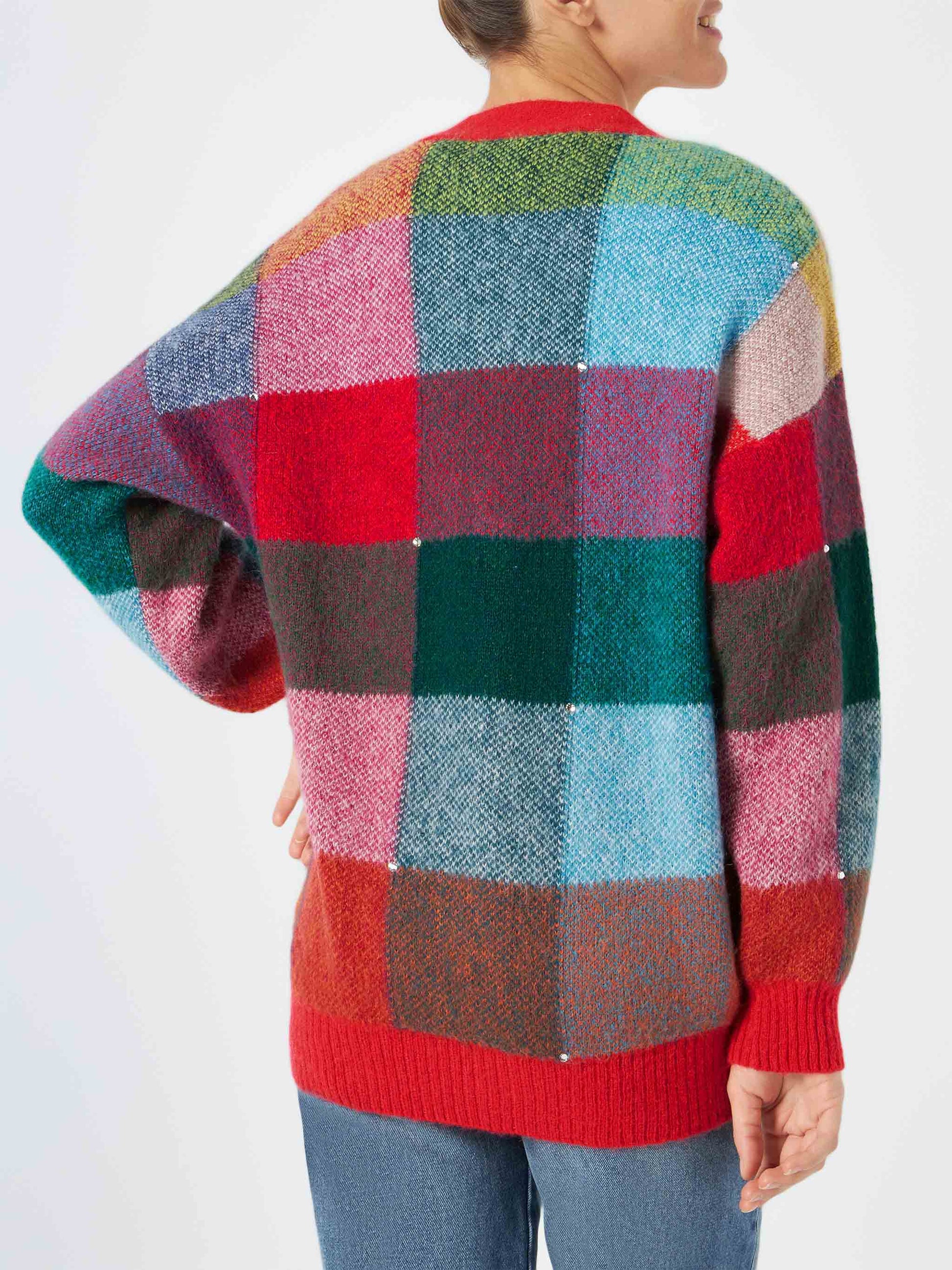 Woman brushed multicolor cardigan with rhinestones - MC2 Saint Barth