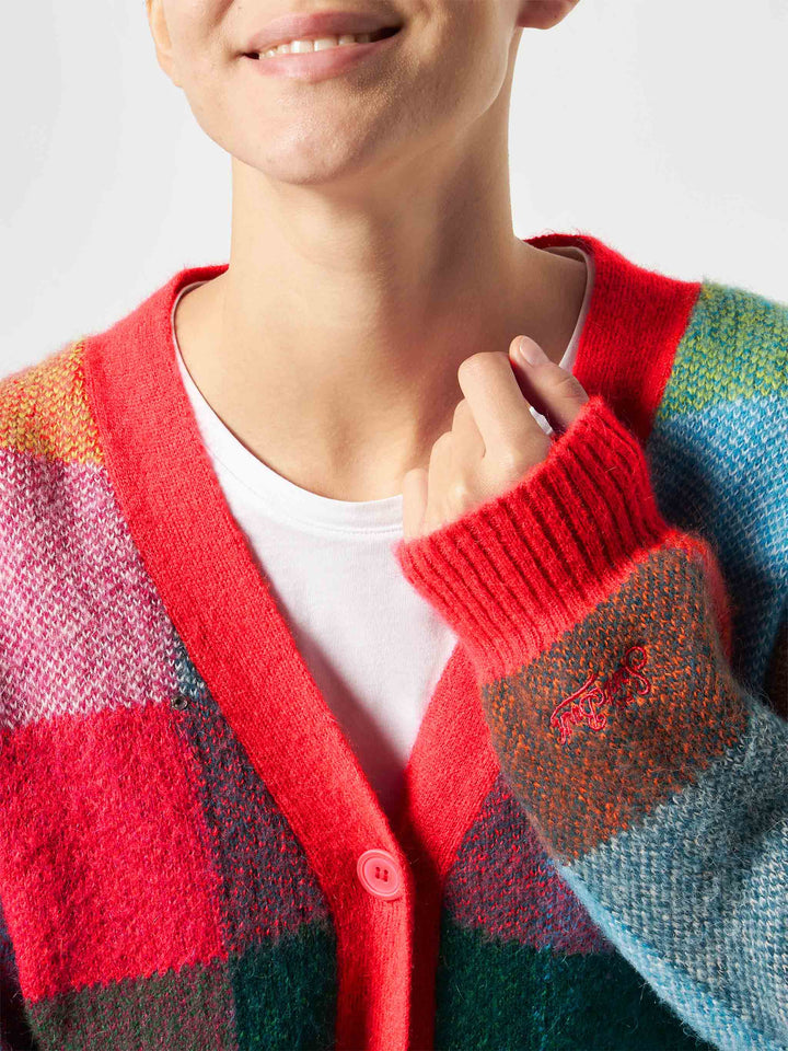 Woman brushed multicolor cardigan with rhinestones - MC2 Saint Barth