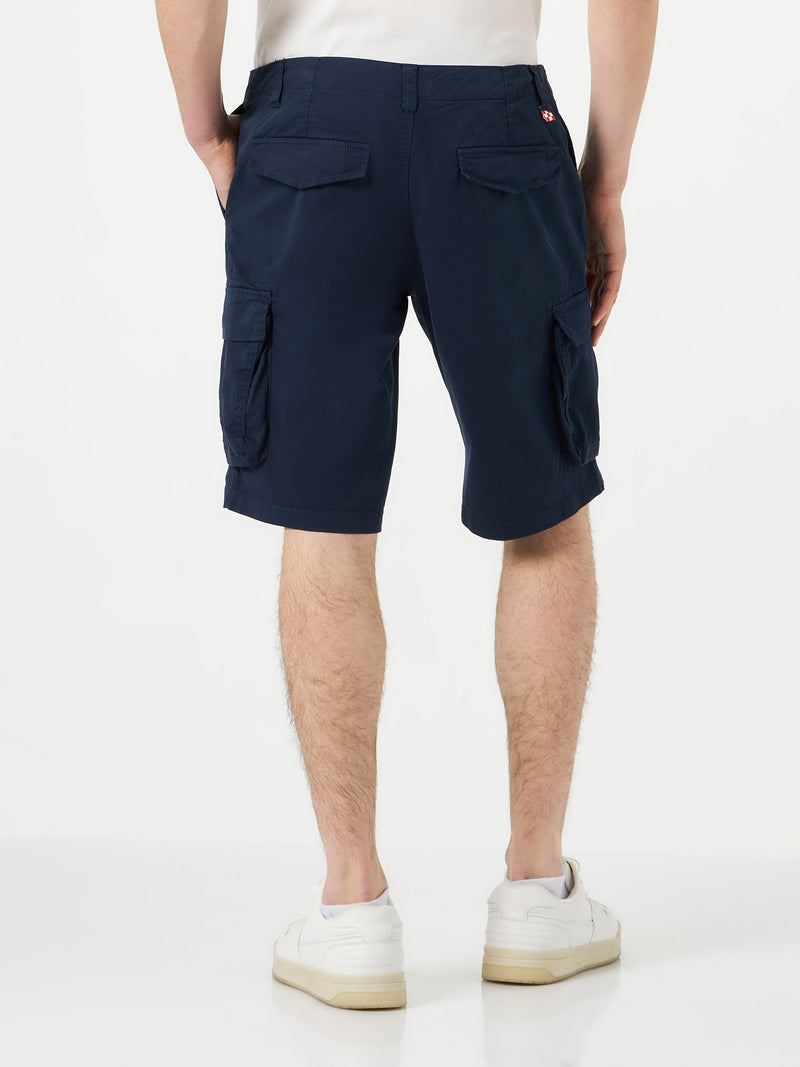 Man blue cotton cargo shorts