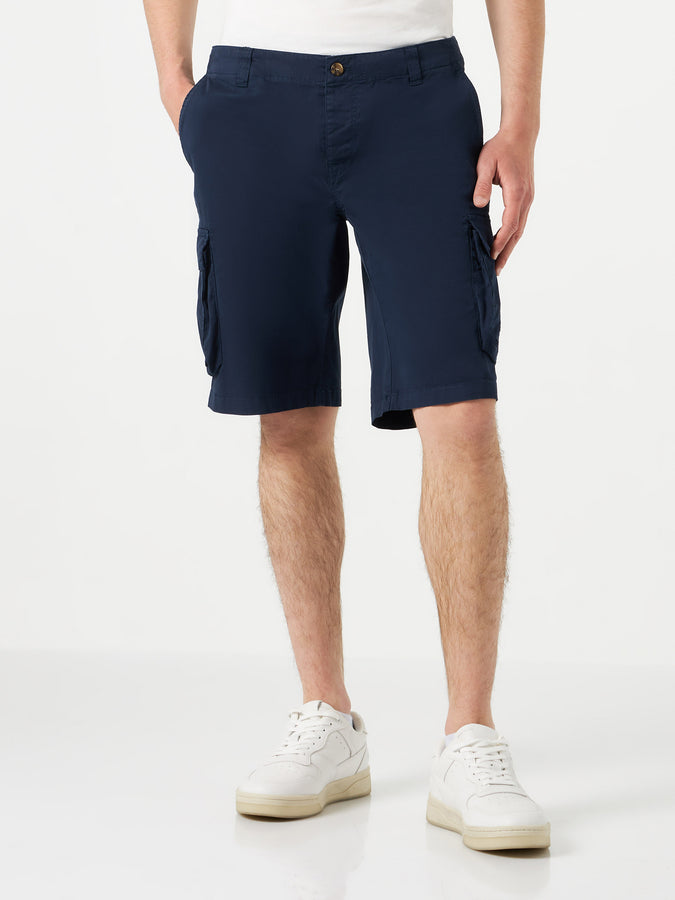 Mc2 Saint Barth Pantaloncino cargo da uomo in cotone blu