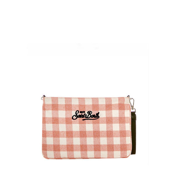 Pouch a tracolla Parisienne in lana vichy rosa