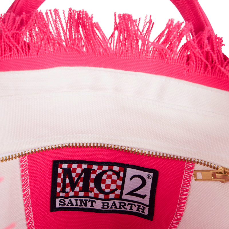 MC2 SAINT BARTH: Colette shopping bag in striped canvas - Pink