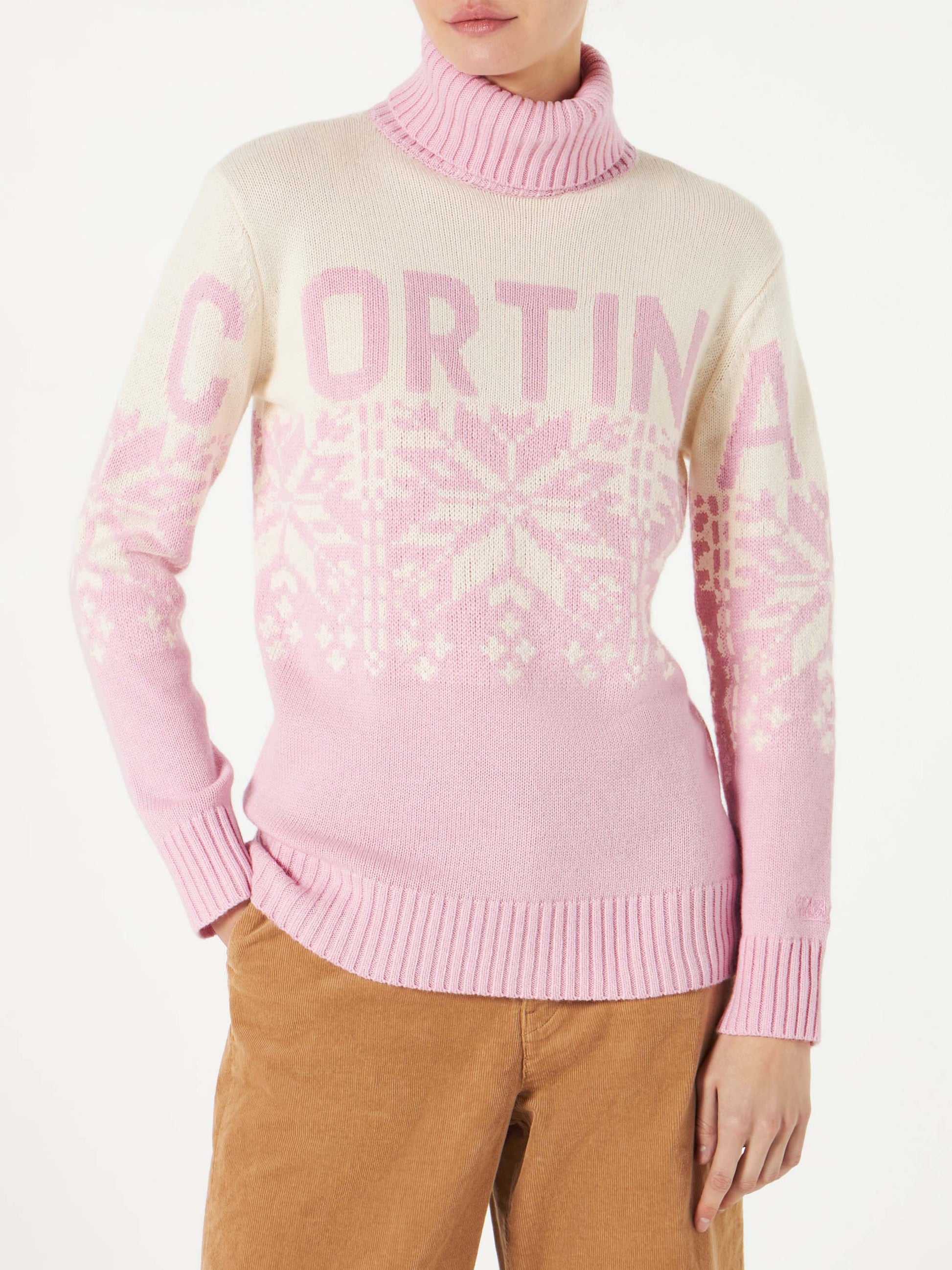 Woman turtleneck sweater with Cortina print - MC2 Saint Barth