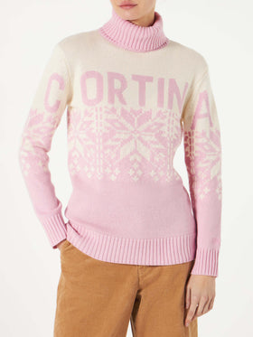Woman turtleneck sweater with Cortina print - MC2 Saint Barth