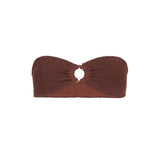 Crinkle brown bandeau top