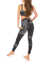 Black bandana printed yoga top and leggings