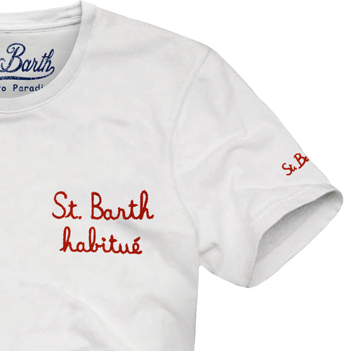 T-shirt da bambino con ricamo St. Barth habitué