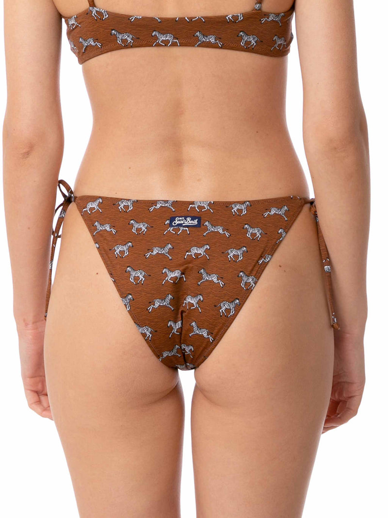 Woman swim briefs with zebra print