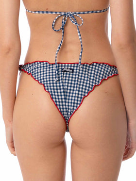 Costume da bagno da donna sgambato con volant e stampa vichy