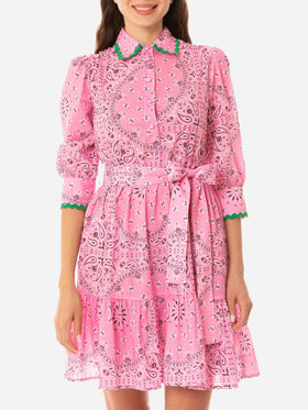 Bandanna print cotton short dress Daisi with embroideries - MC2 Saint Barth