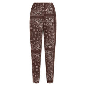 Woman fleece pants with brown bandanna print - MC2 Saint Barth