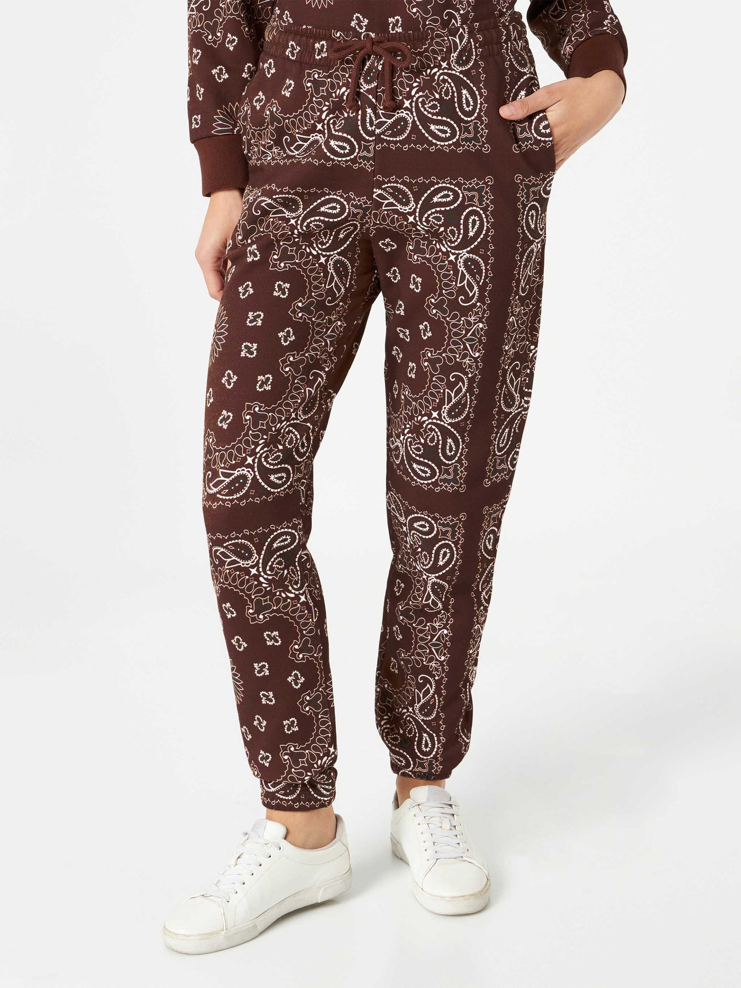 Woman fleece pants with brown bandanna print - MC2 Saint Barth