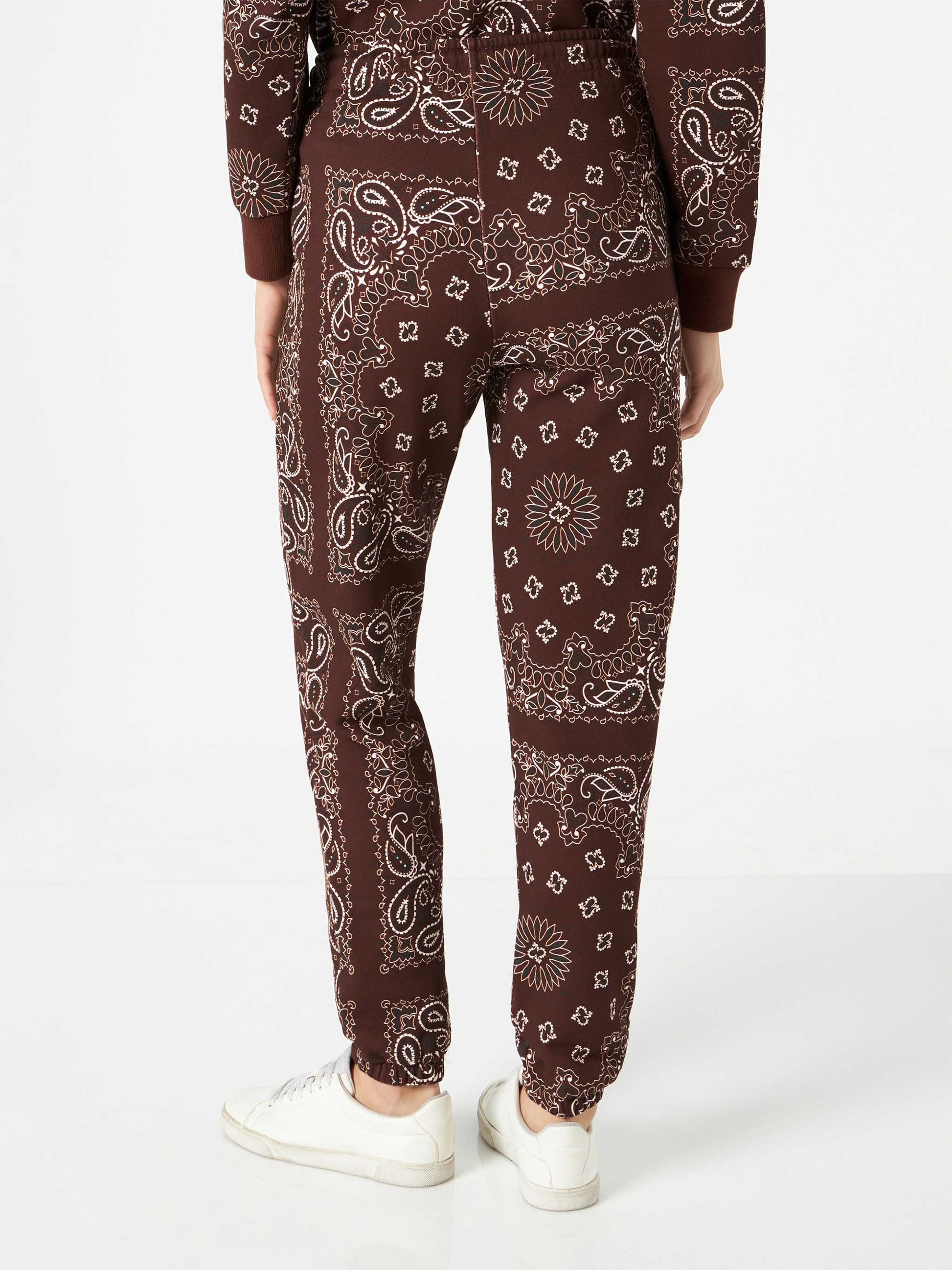 Woman fleece pants with brown bandanna print - MC2 Saint Barth