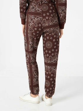 Woman fleece pants with brown bandanna print - MC2 Saint Barth