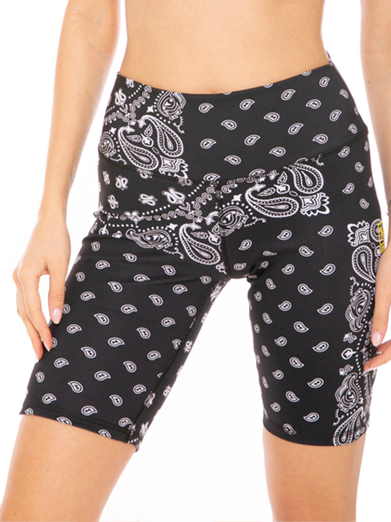 Bikershorts mit schwarzem Bandana-Allover-Print