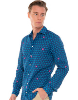 Sikelia-Hemd aus Musselin-Baumwolle für Herren mit Hahnenprint