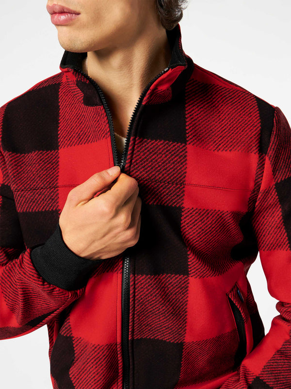 Man mid-season checked bomber jacket