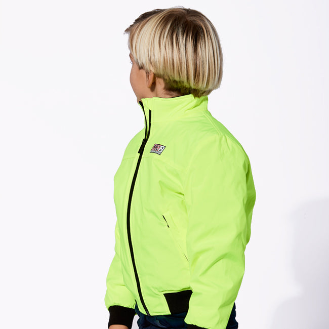 Boy fluo yellow bomber jacket with furry lining