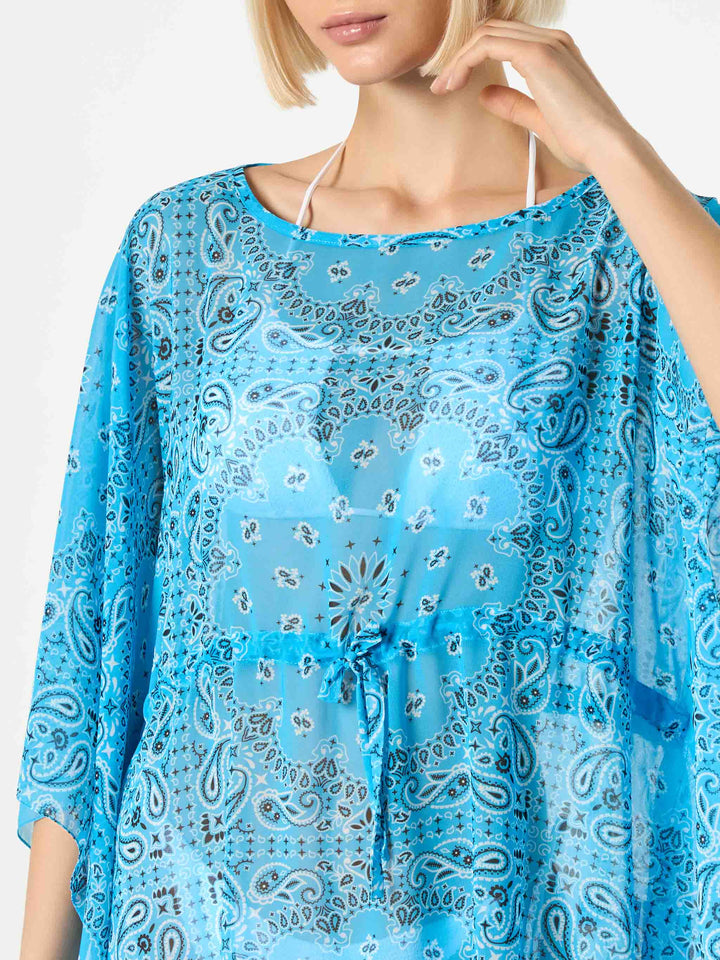 Turquoise bandanna print caftan - MC2 Saint Barth