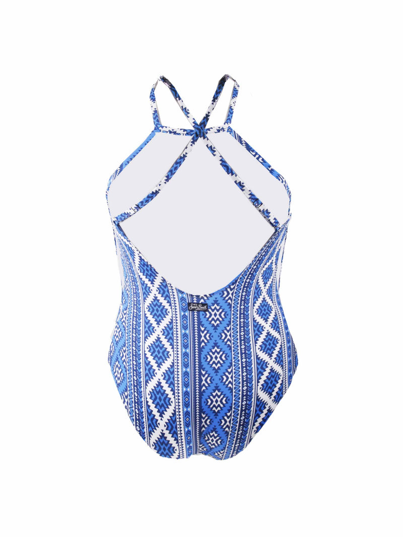 Geometric print one piece swimsuit