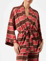 Cardigan kimono in maglia a righe