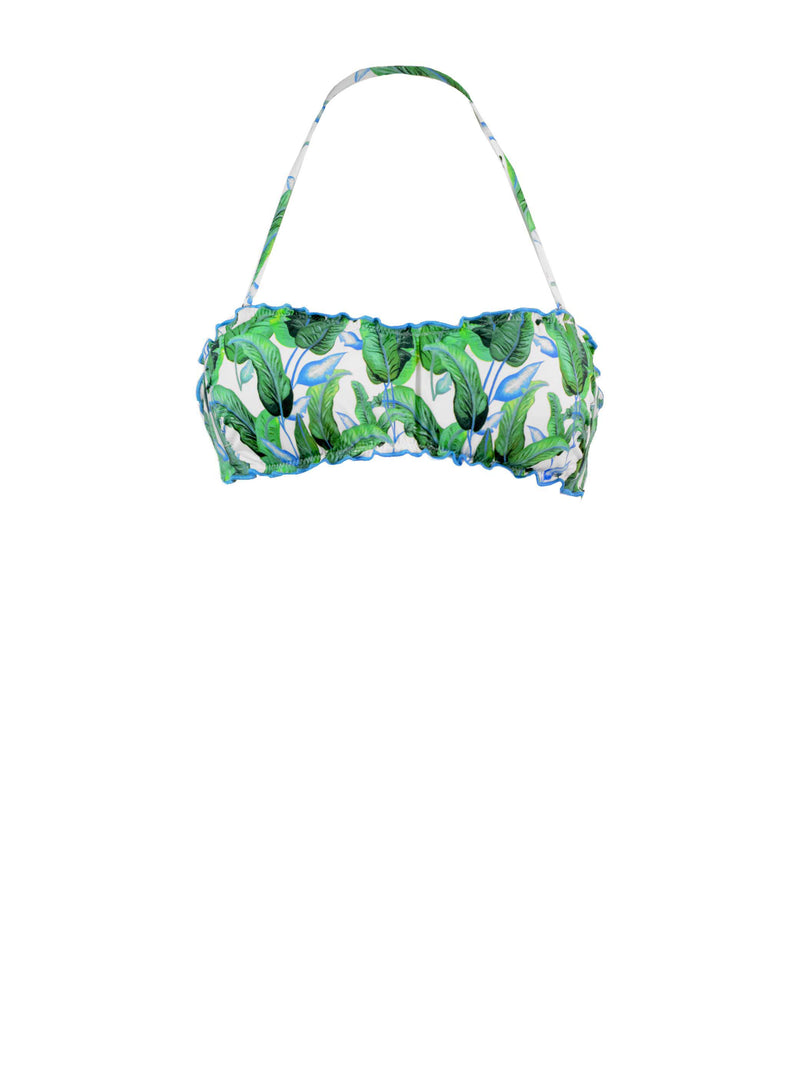 Bandeau-Badeanzug für Damen mit tropischem Aufdruck