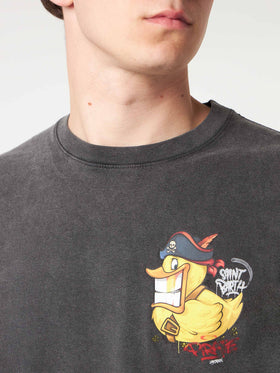 Man cotton t-shirt with captain duck front and back print | CRYPTO PUPPETS® SPECIAL EDITION - MC2 Saint Barth