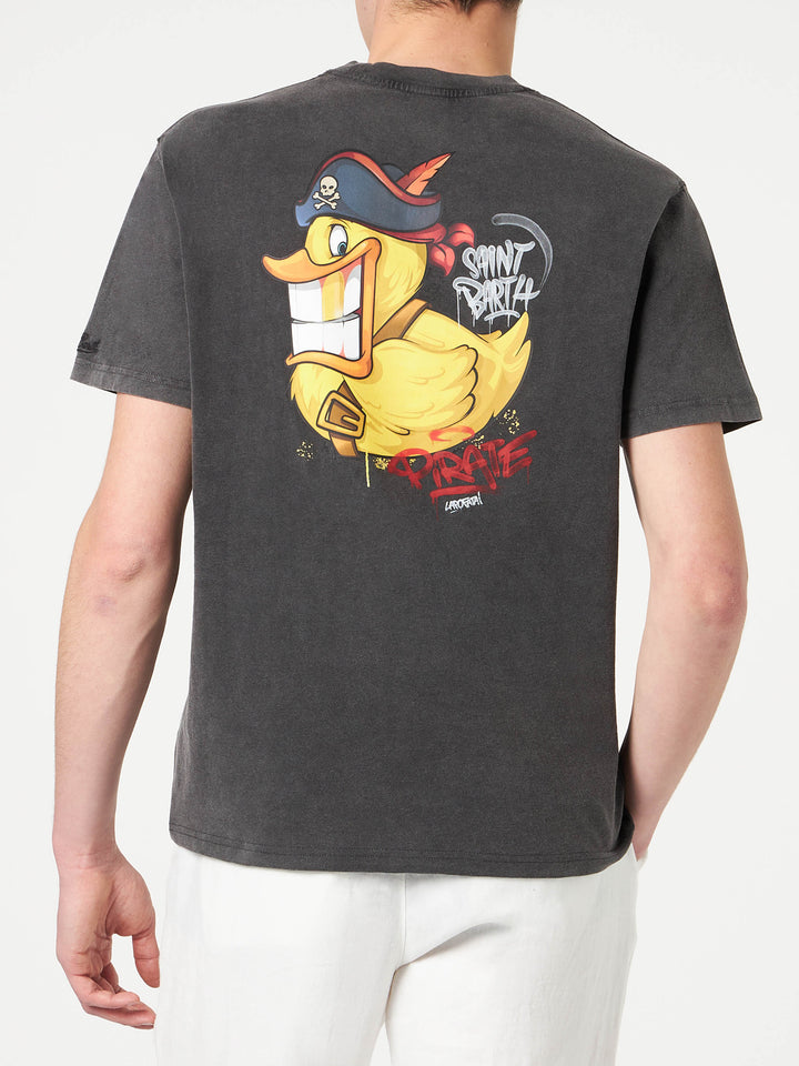 Man cotton t-shirt with captain duck front and back print | CRYPTO PUPPETS® SPECIAL EDITION - MC2 Saint Barth