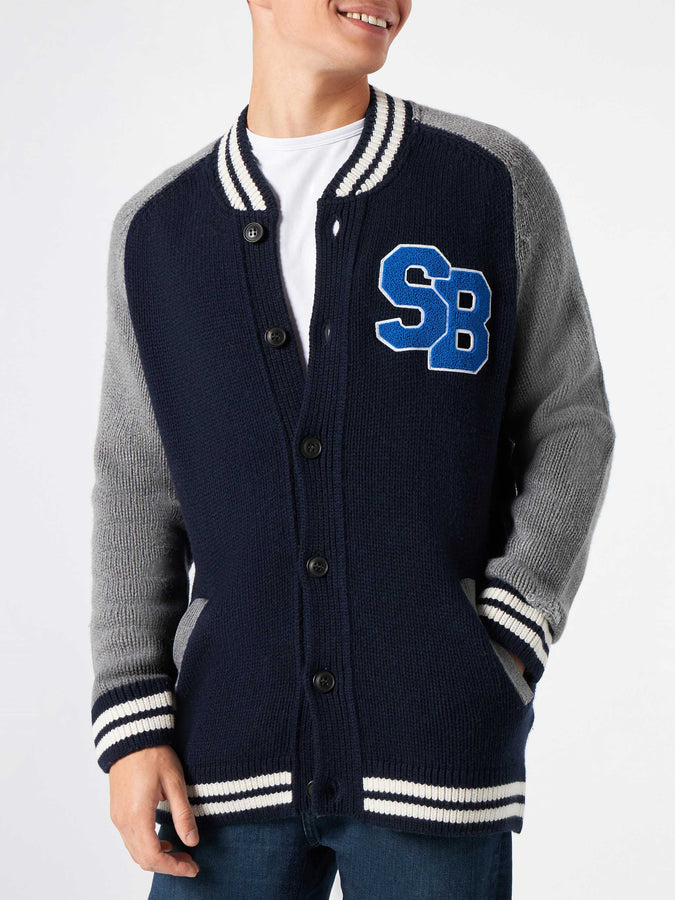 Mc2 Saint Barth Bomber in maglia blu stile college