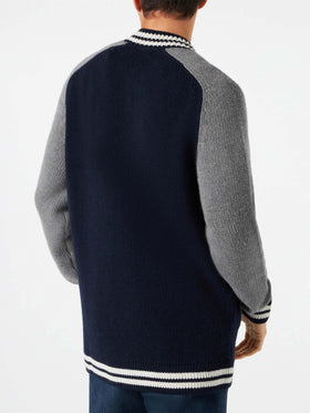 Blue knit bomber college style - MC2 Saint Barth
