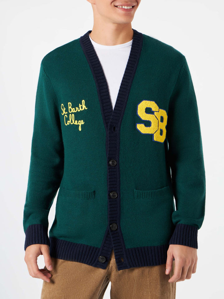 Knitted cardigan with patch and St. Barth College embroidery - MC2 Saint Barth