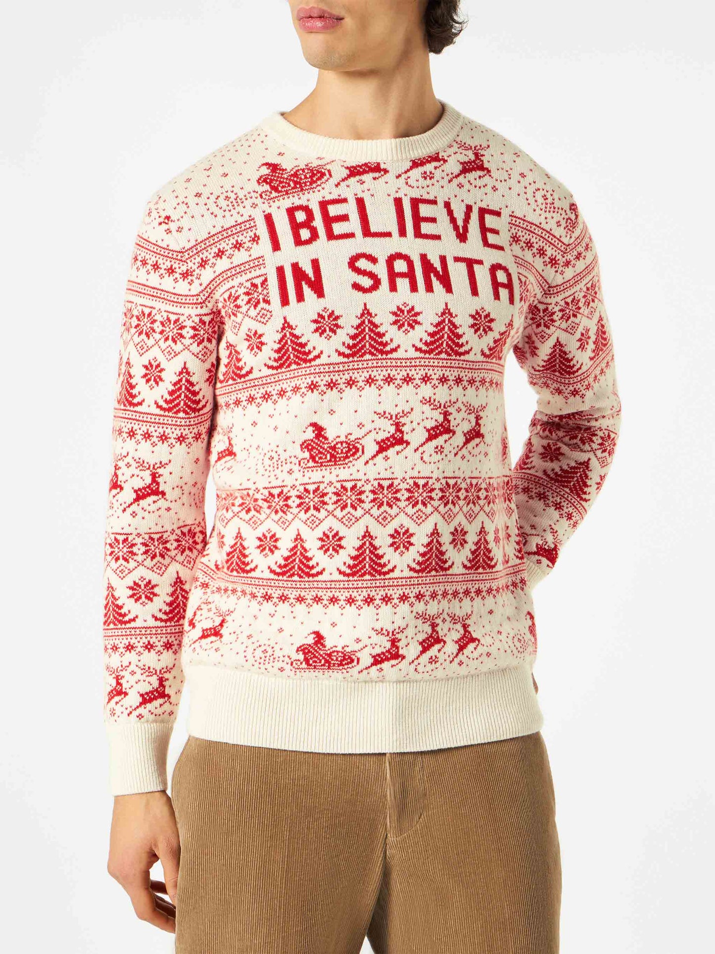 Man white sweater with Christmas print - MC2 Saint Barth