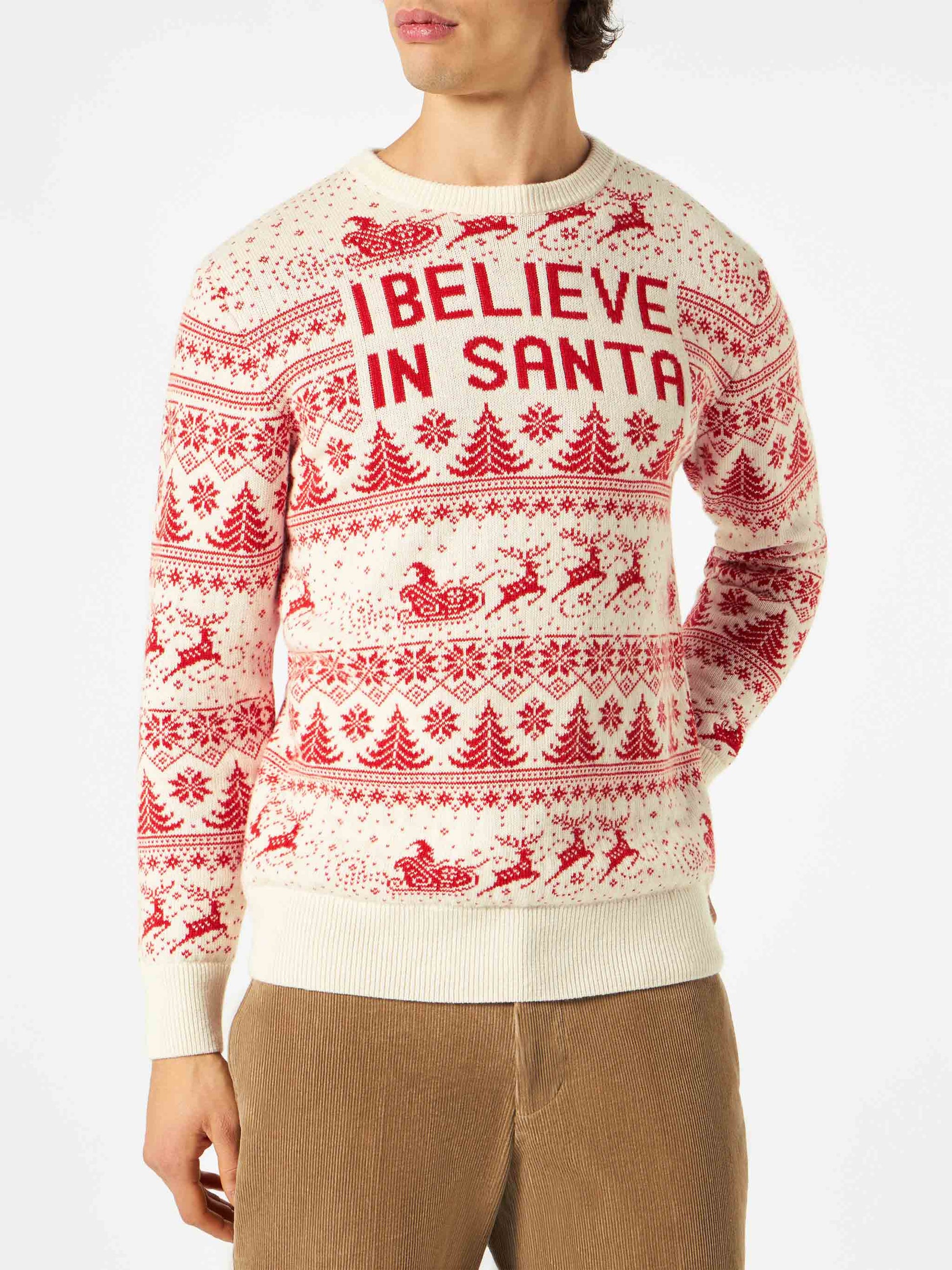 Man white sweater with Christmas print - MC2 Saint Barth
