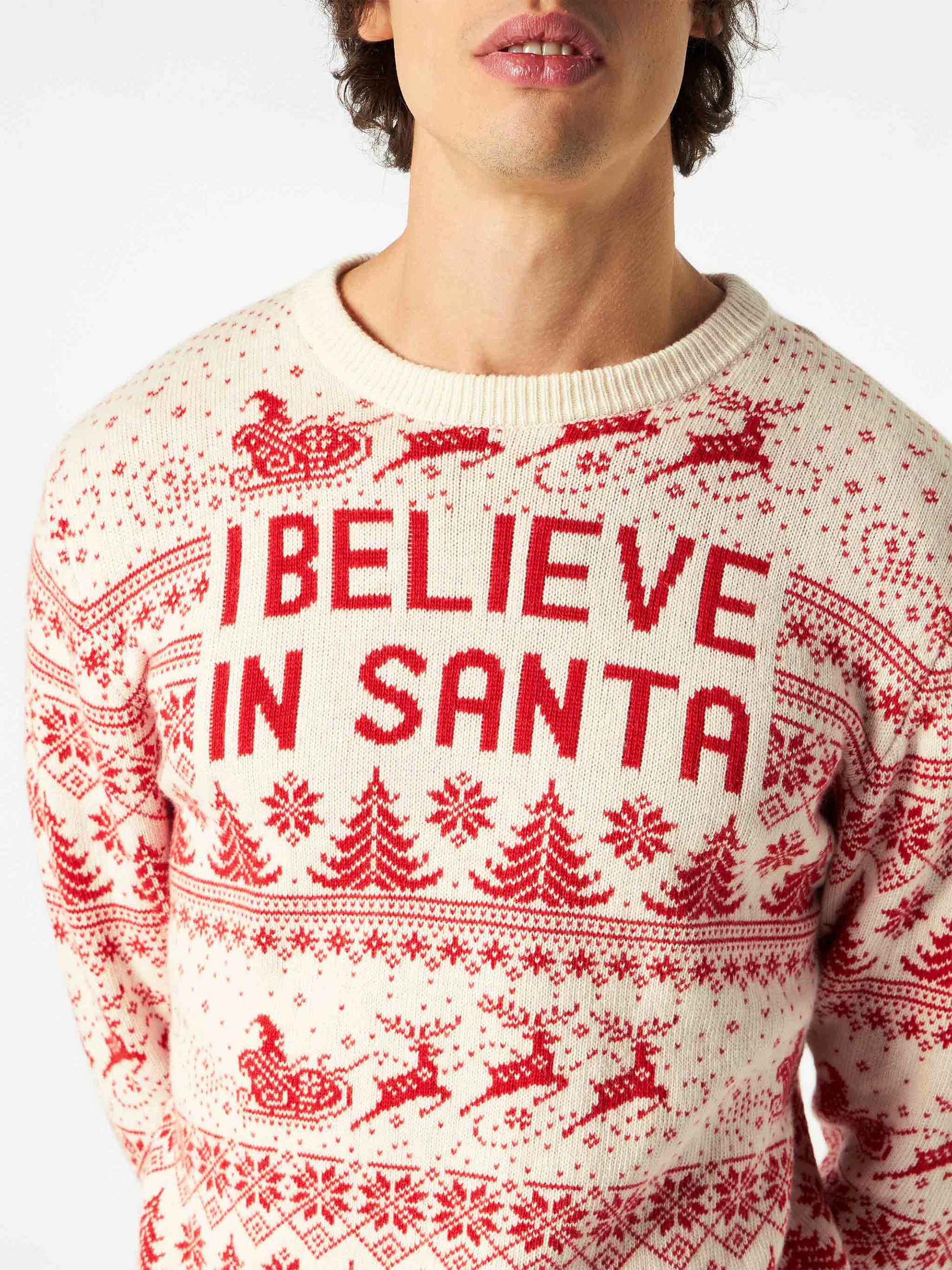 Man white sweater with Christmas print - MC2 Saint Barth