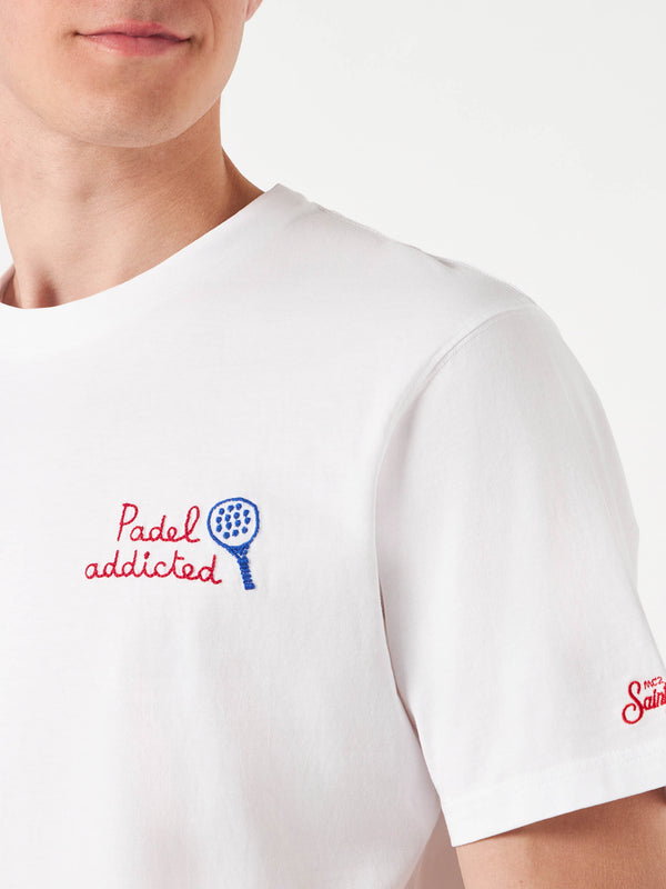 T-shirt da uomo con ricamo frontale Padel Addicted