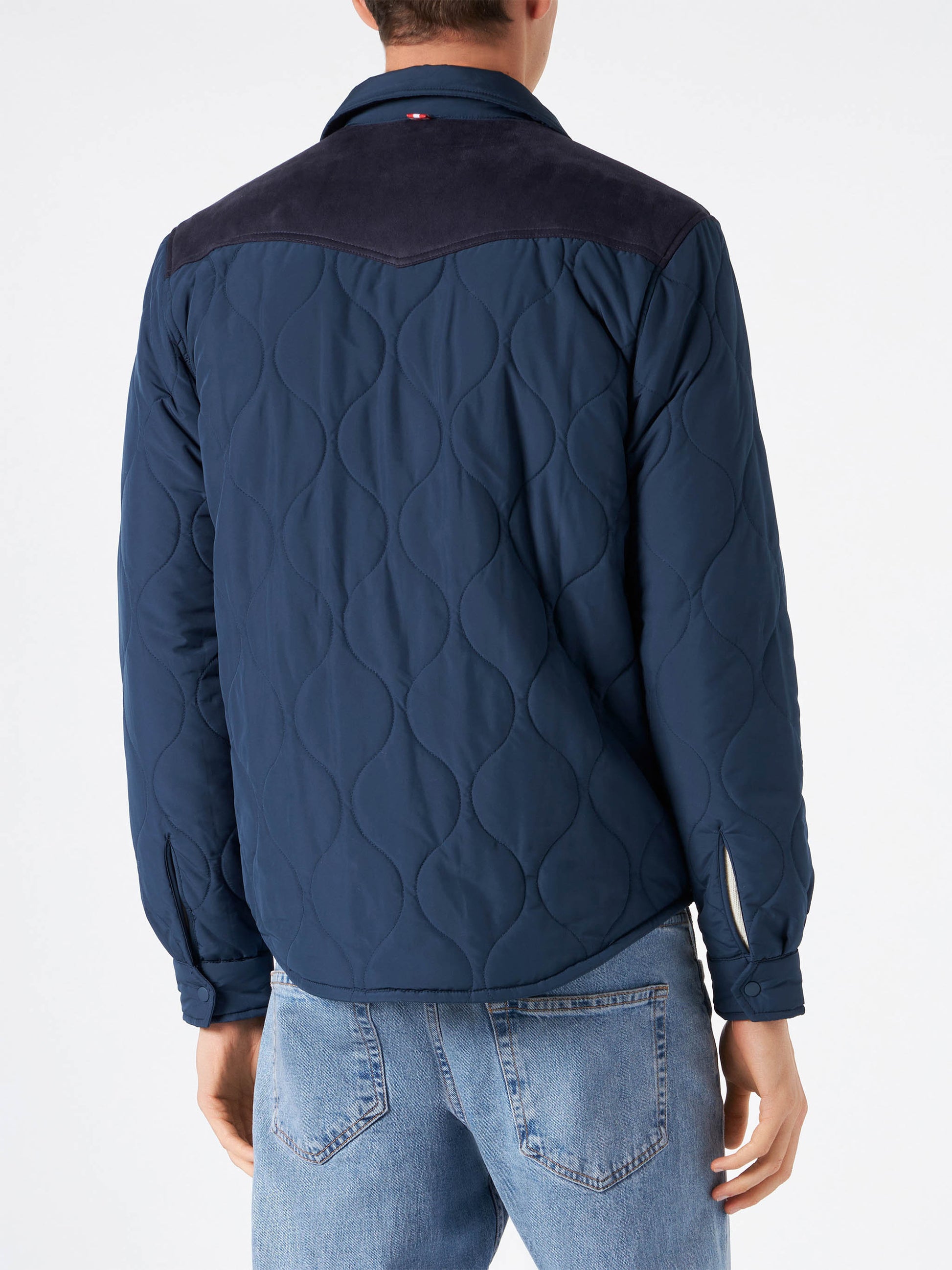 Man navy blue padded overshirt with patch pockets - MC2 Saint Barth
