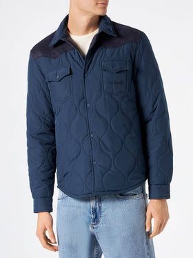 Man navy blue padded overshirt with patch pockets - MC2 Saint Barth