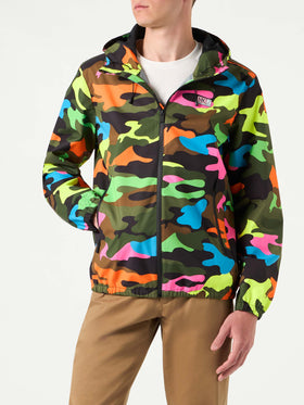 Man hooded lightweight windbreaker with camouflage print - MC2 Saint Barth