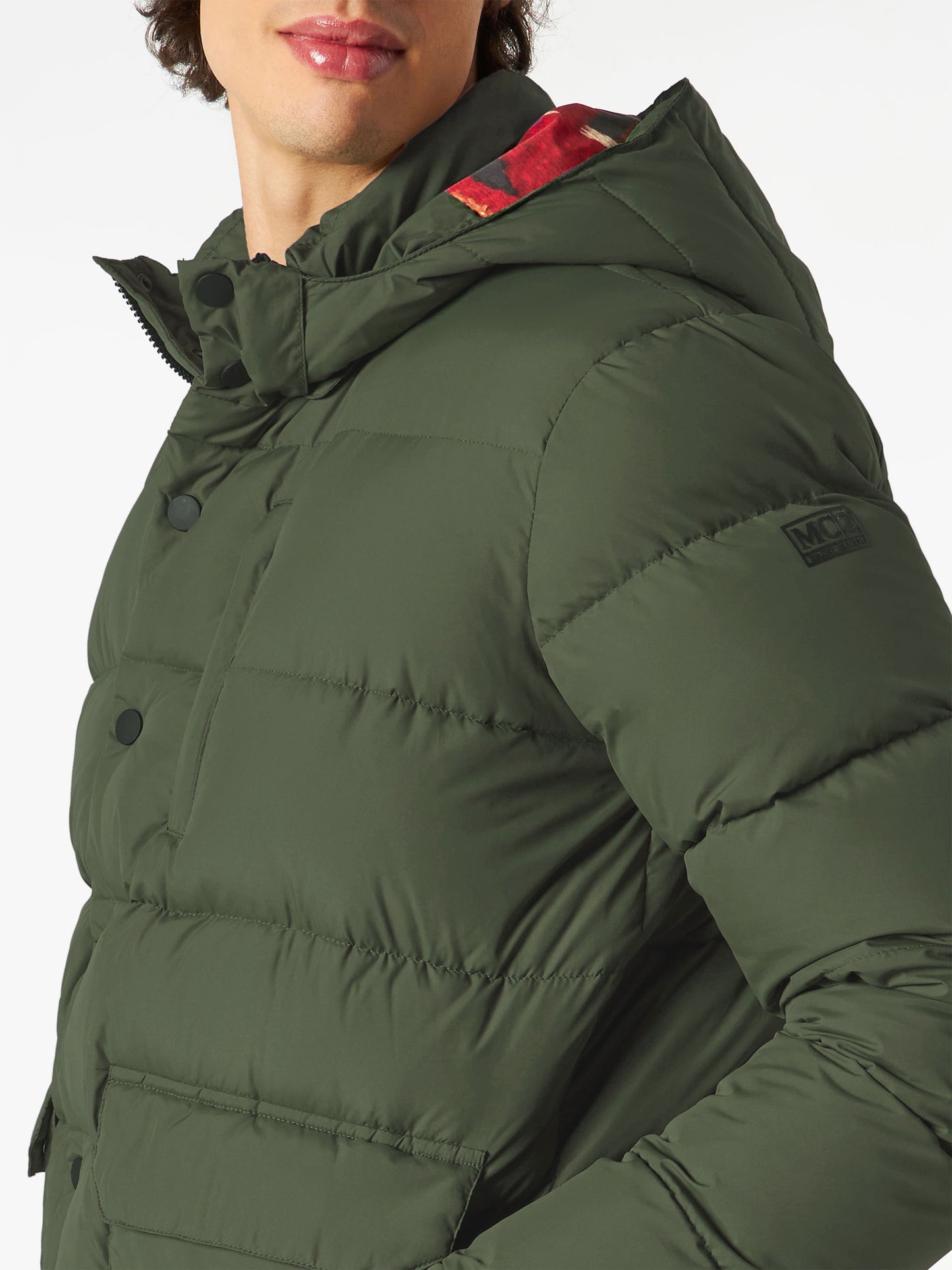 Man hooded down padded jacket Baxter with ethnic print - MC2 Saint Barth