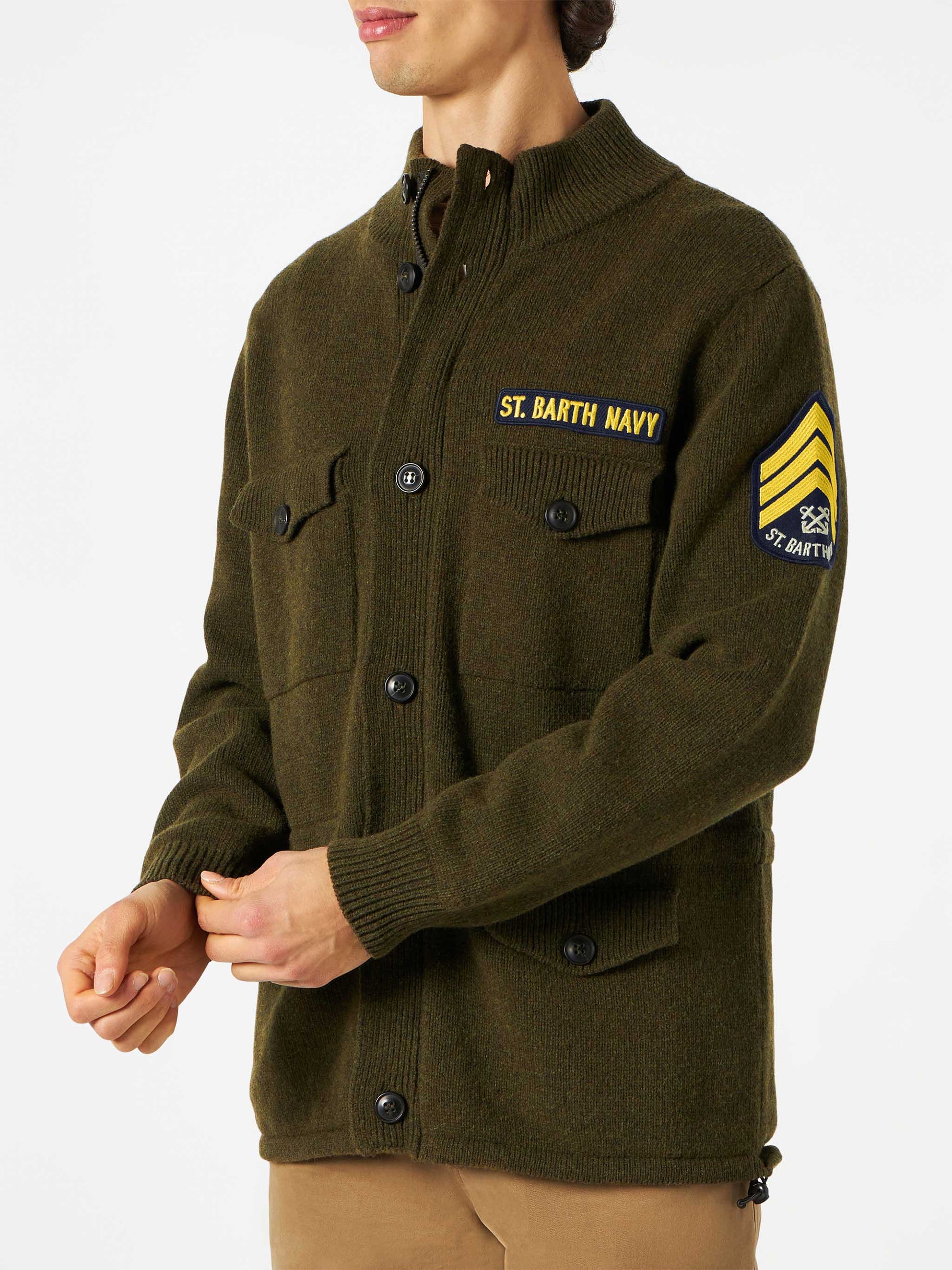 Knitted field jacket with patch - MC2 Saint Barth