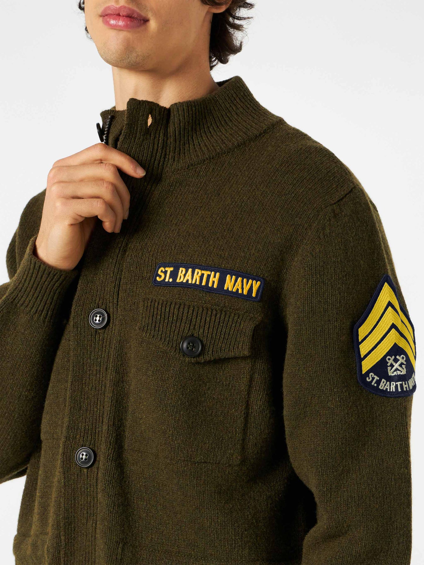 Knitted field jacket with patch - MC2 Saint Barth