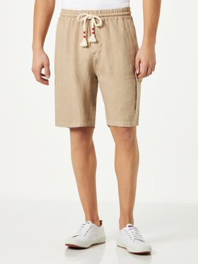 Man linen beige bermuda shorts