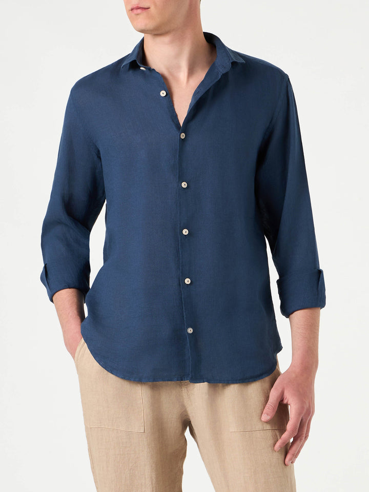 Man blue navy linen Pamplona shirt - MC2 Saint Barth