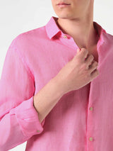 Man pink linen Pamplona shirt