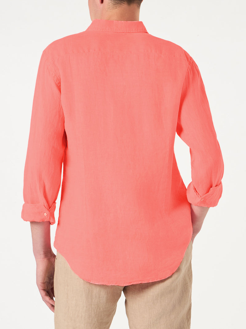 Man fluo red linen Pamplona shirt