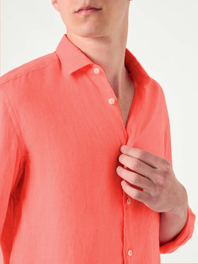 Man fluo red linen Pamplona shirt - MC2 Saint Barth