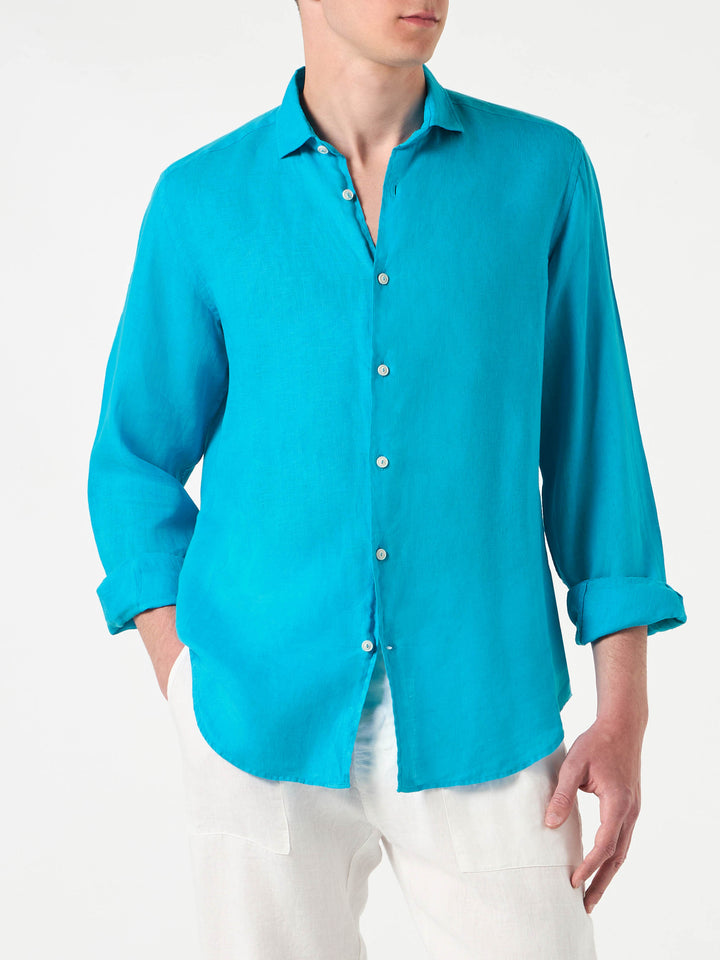 Man turquoise linen Pamplona shirt - MC2 Saint Barth