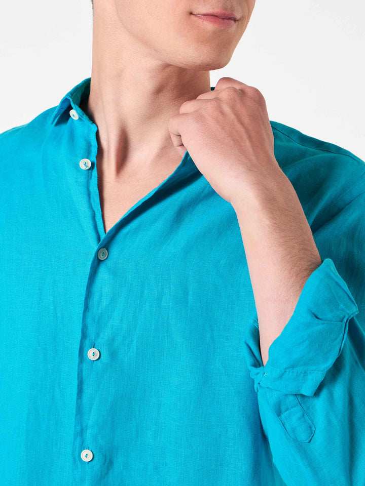 Man turquoise linen Pamplona shirt - MC2 Saint Barth