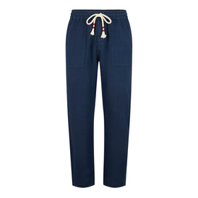 Pantalone da uomo in lino blu navy