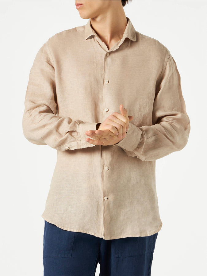 Mc2 Saint Barth Camicia da uomo Pamplona in lino beige